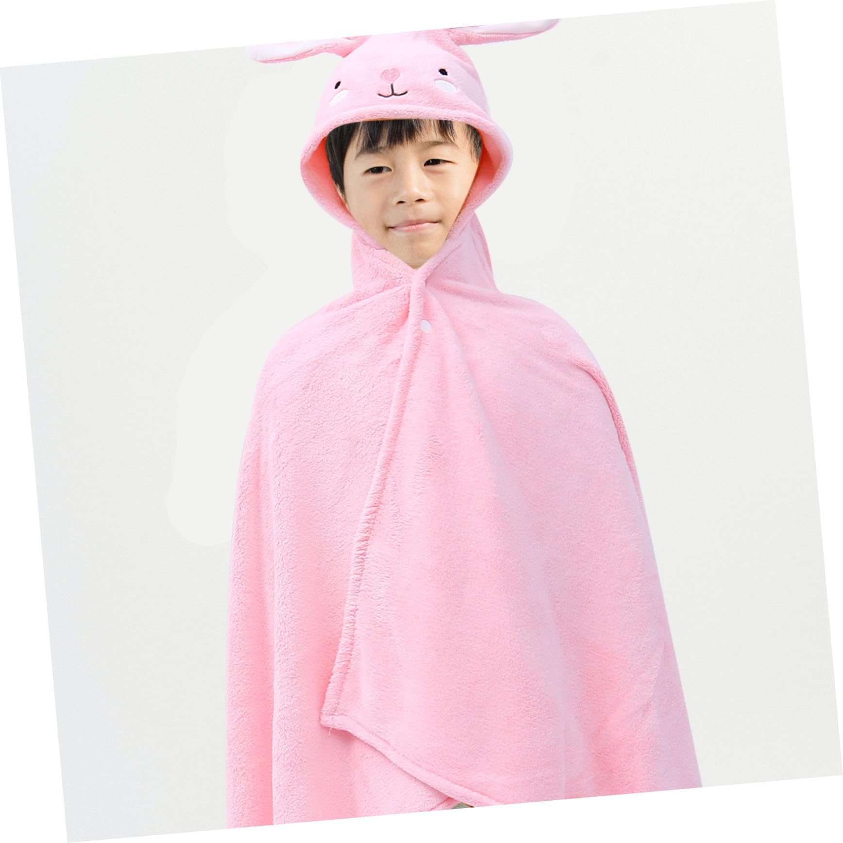 Serviette de Bain Garçon Fille à Capuche Animal Cartoon Couverture Denveloppement Garçon Fille Douce et Boulochage Confortable et Rose Lapin