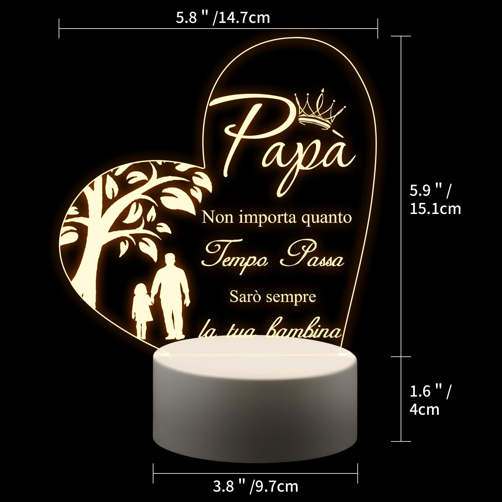 PRSTENLY Regalo Papà, Acrilica Lampada Regalo Papa Uomo Compleanno, Idee Regali Per Papà Compleanno Natale Festa Della Papà