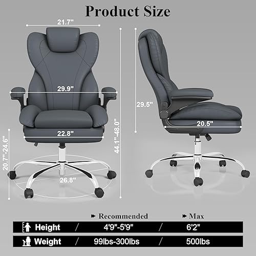 Miniatura 3 de Silla de escritorio de oficina, silla ejecutiva de cuero de oficina, silla de escritorio de espalda alta ergonómica para el hogar con brazos