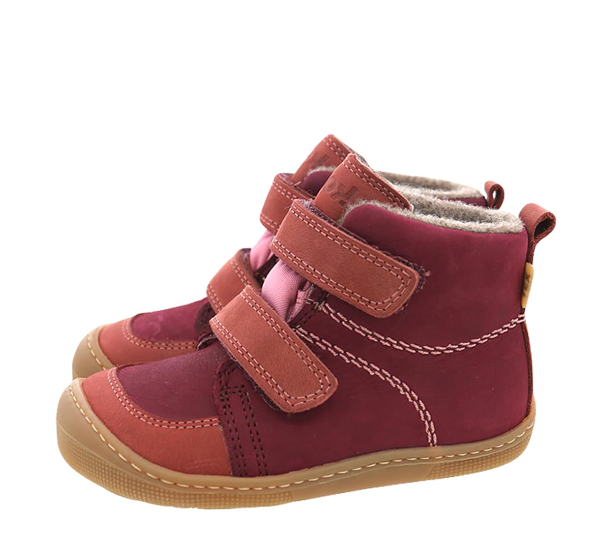 KOEL Botas descalzas forradas de lana con TEX M. de piel en Bordo/Old Pink KARO 07W003.233
