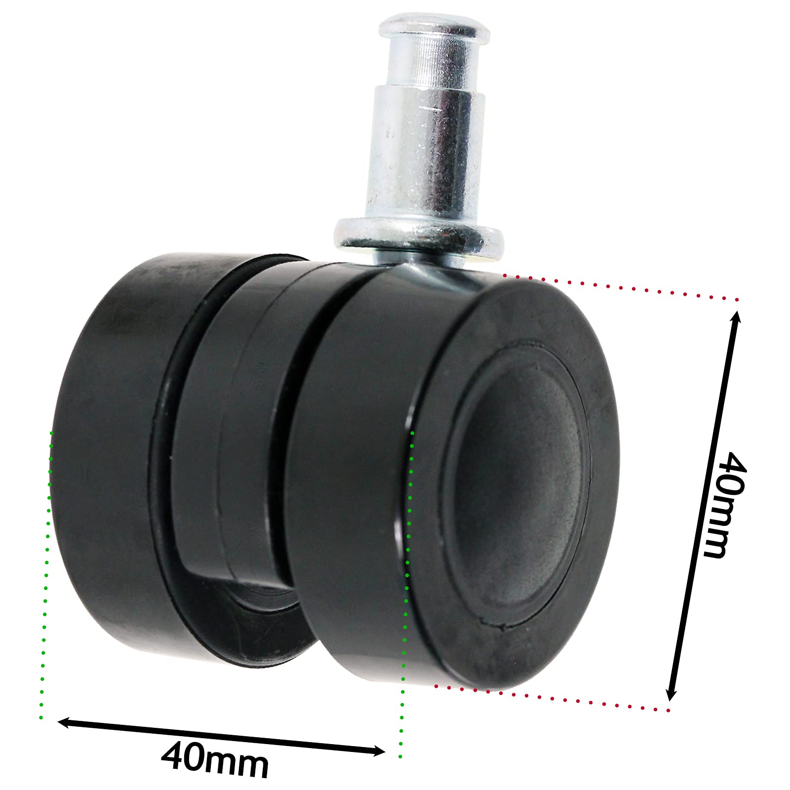 SPARES2GO Przednie podwójne kółko prowadzące kompatybilny z Numatic Henry Hetty James Basil odkurzaczem (40 mm, opakowanie 2 szt.)
