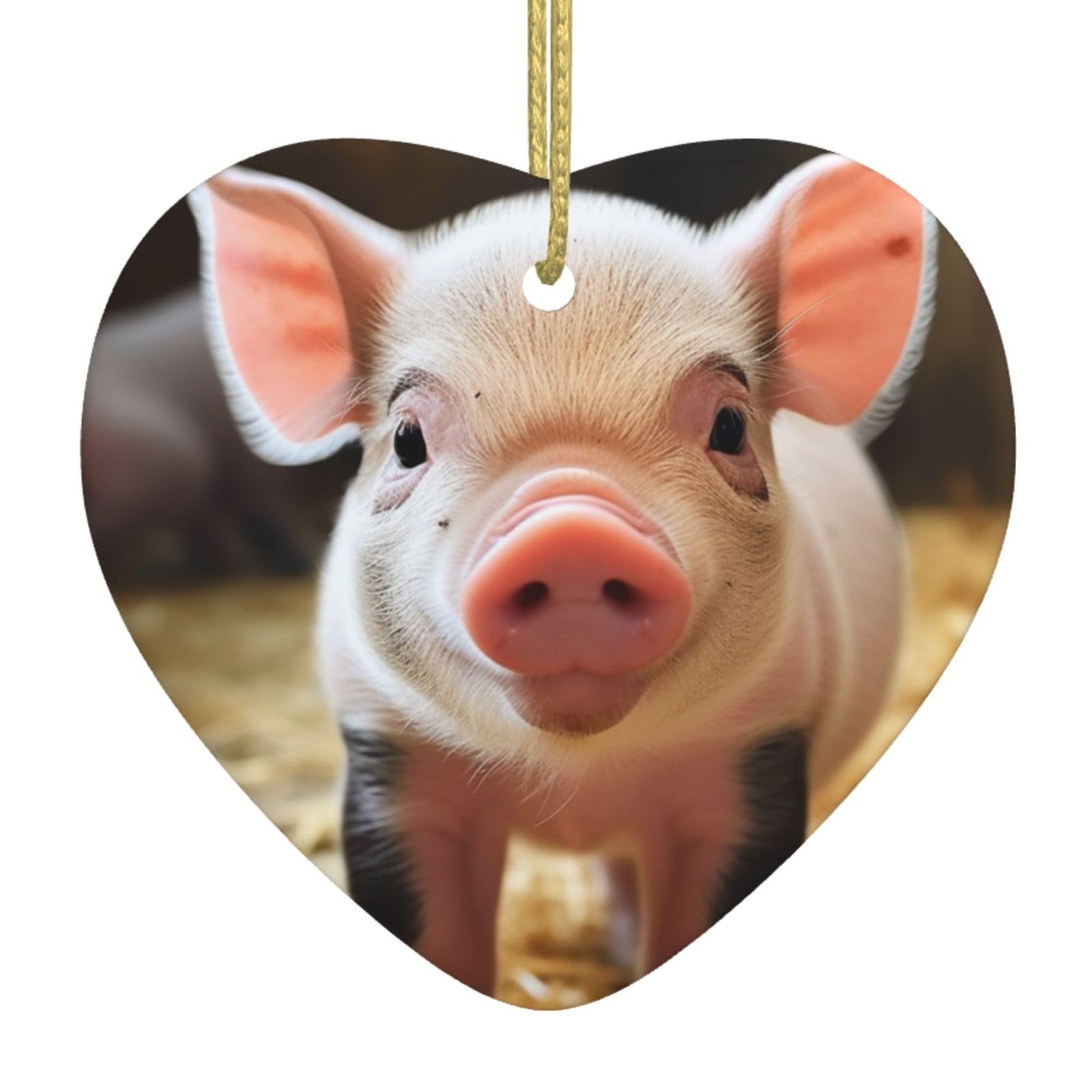 Smiling Christmas Ornament 2025 Heart Ceramic Hanging Ornaments for Home Decor Christmas Decorations with Gold Rope Double-Sided Xmas Tree Ceramic Hanging for Holiday Party