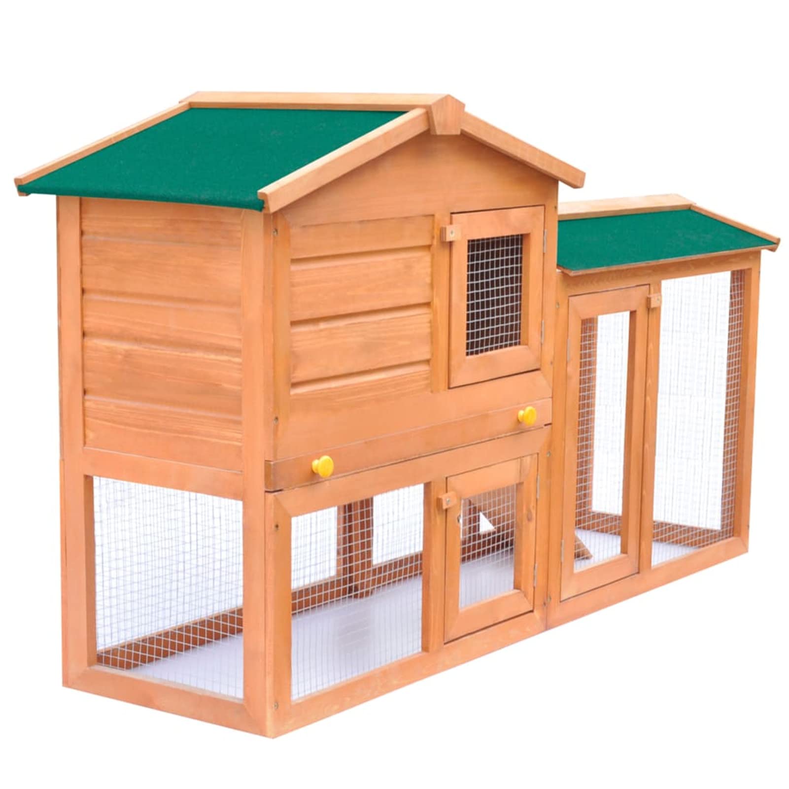 Casa de Animales Grande Jaula conejera, Jaula De Conejo, Casa Cobaya, Casita Conejo, Escondite Grande para Erizo, de Madera, Verde y Madera, 140 x 46 x 85 cm