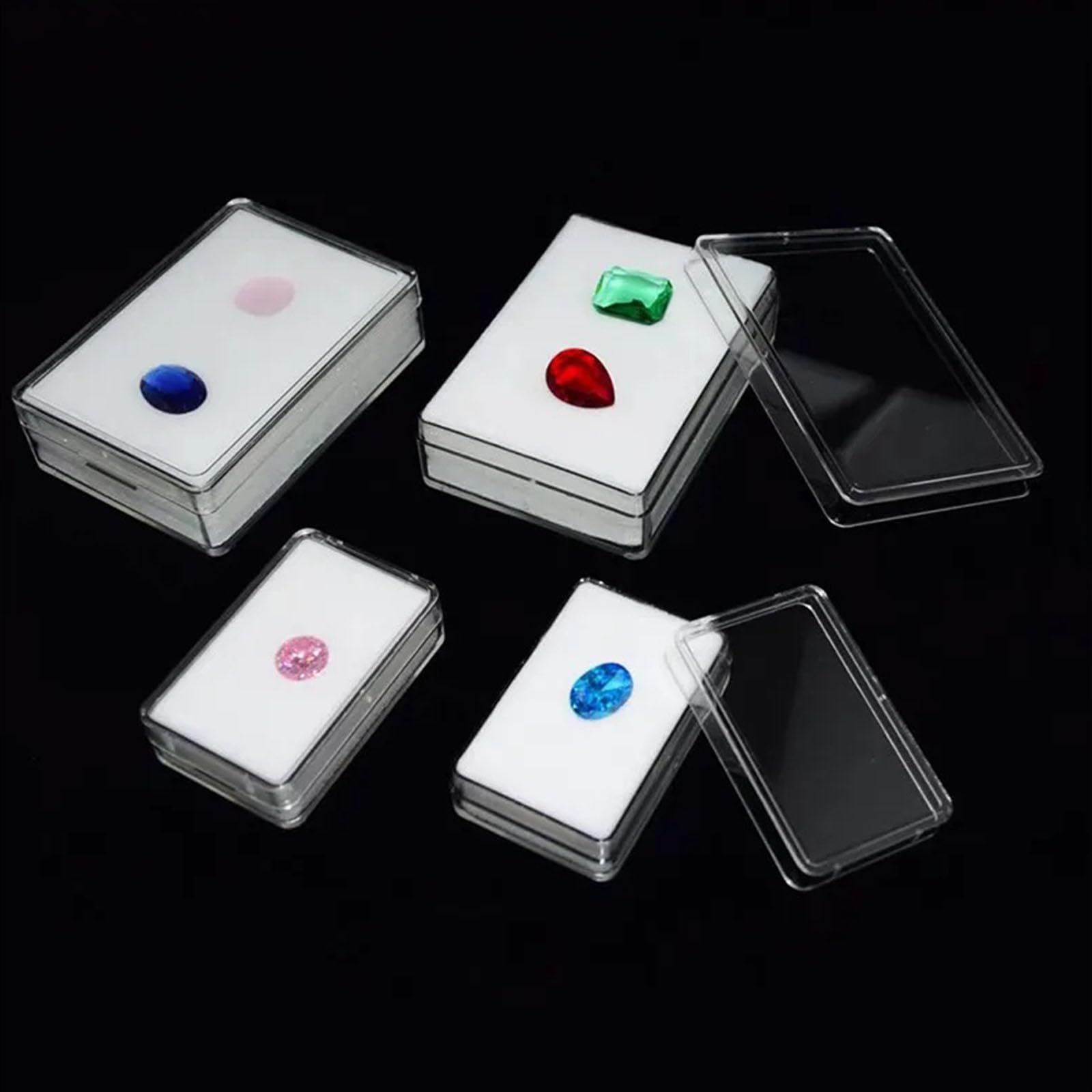 Caja de almacenamiento y exhibición de piedras preciosas Organizador de 18 ranuras para joyas y coleccionables de diamantes con protectora transparente Vitrina de diamantes