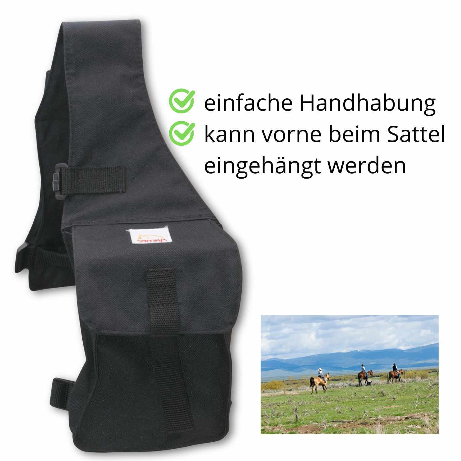 Reitsport Amesbichler AMKA - Alforja delantera para caballos, color negro