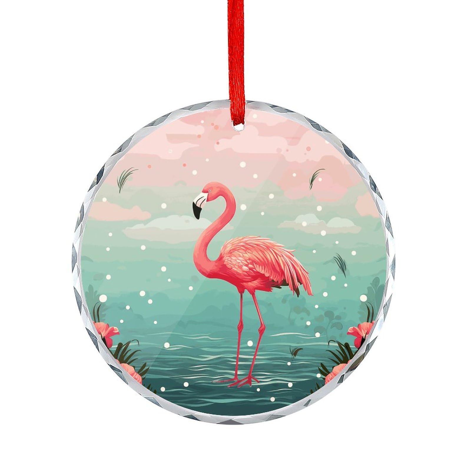 Fodpand Women's Style Flamingos Round Glass Ornament Keepsake Gift Exchange Ideas Car Decor,Christmas Ornaments For Tree Window Garden Ornaments