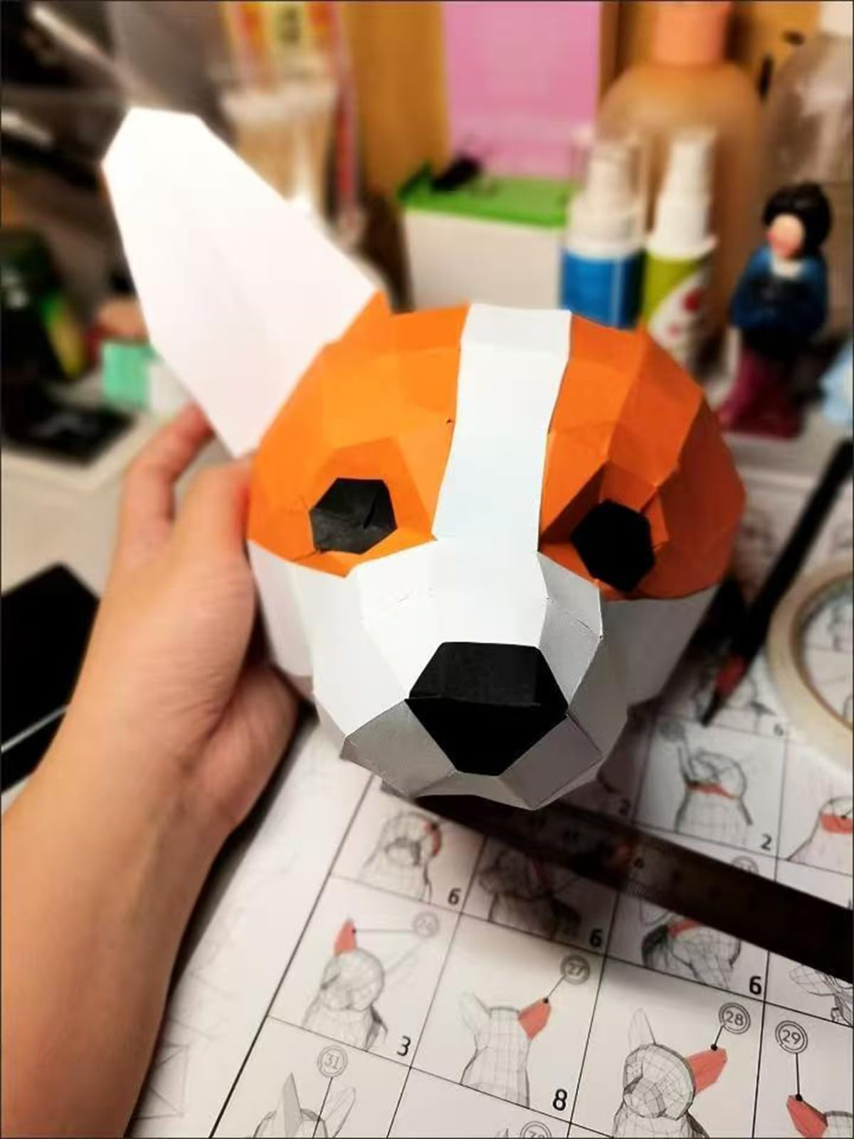 Zestaw Papercraft DIY, abstrakcyjne zwierzę, wstępnie wycięte puzzle origami do wystroju wnętrz, rzeźba z papieru 3D, kreatywny prezent dla dorosłych, narzędzia rzemieślnicze w zestawie