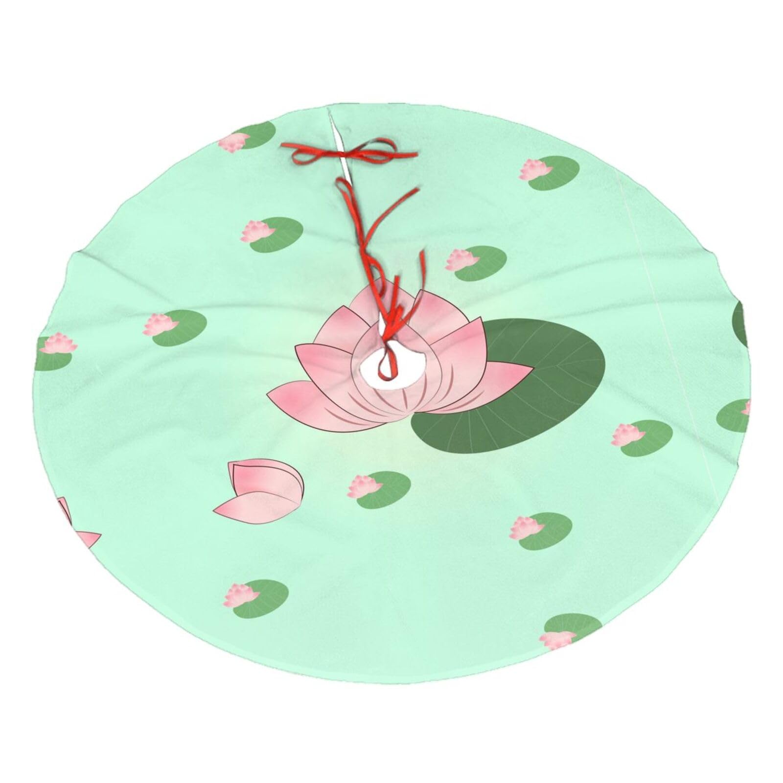 Lotus Flowers Waiting to Bloom Printed Christmas Tree Skirt Christmas Plush Tree Skirt 36 inches (about91 cm) ChristmasIndoor and Outdoor