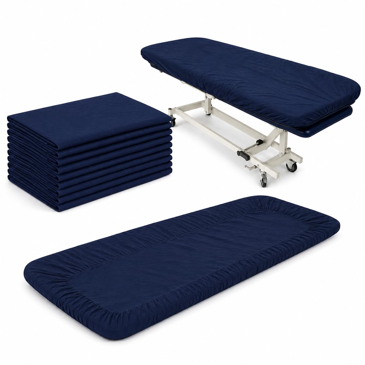 DSTOCK60-Lot de 50 Draps Housse Jetables Non-Tissés Bleus 180x50x15cm – Housse de Protection Brancard à Usage Unique, Polypropylène Hypoallergénique, Élastiquée, Matériel Médical Ambulance