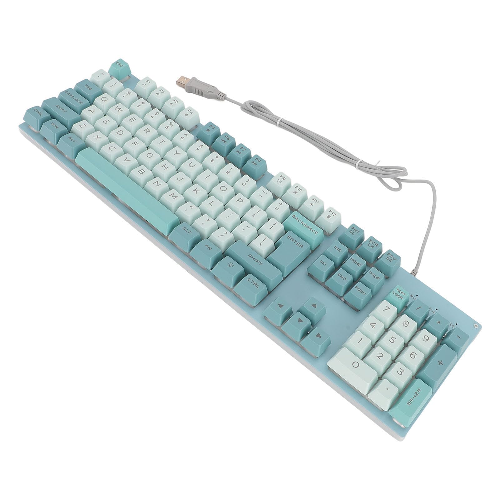 Tastiera USB Illuminata con Tastiera Cablata con Stampa di Grandi Dimensioni, da Gioco Retroilluminata per Anziani (Cielo bianco bluastro)