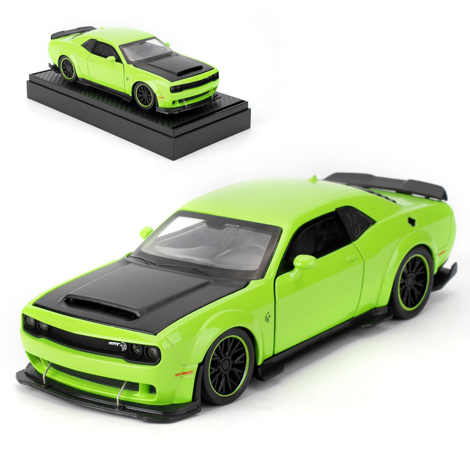 1/32 Dodge Hellcat Model Cars,Diecast Alloy Toy Car with Sound and Light Functions, Collectible Pull Back Vehicle, Gift for Children Green