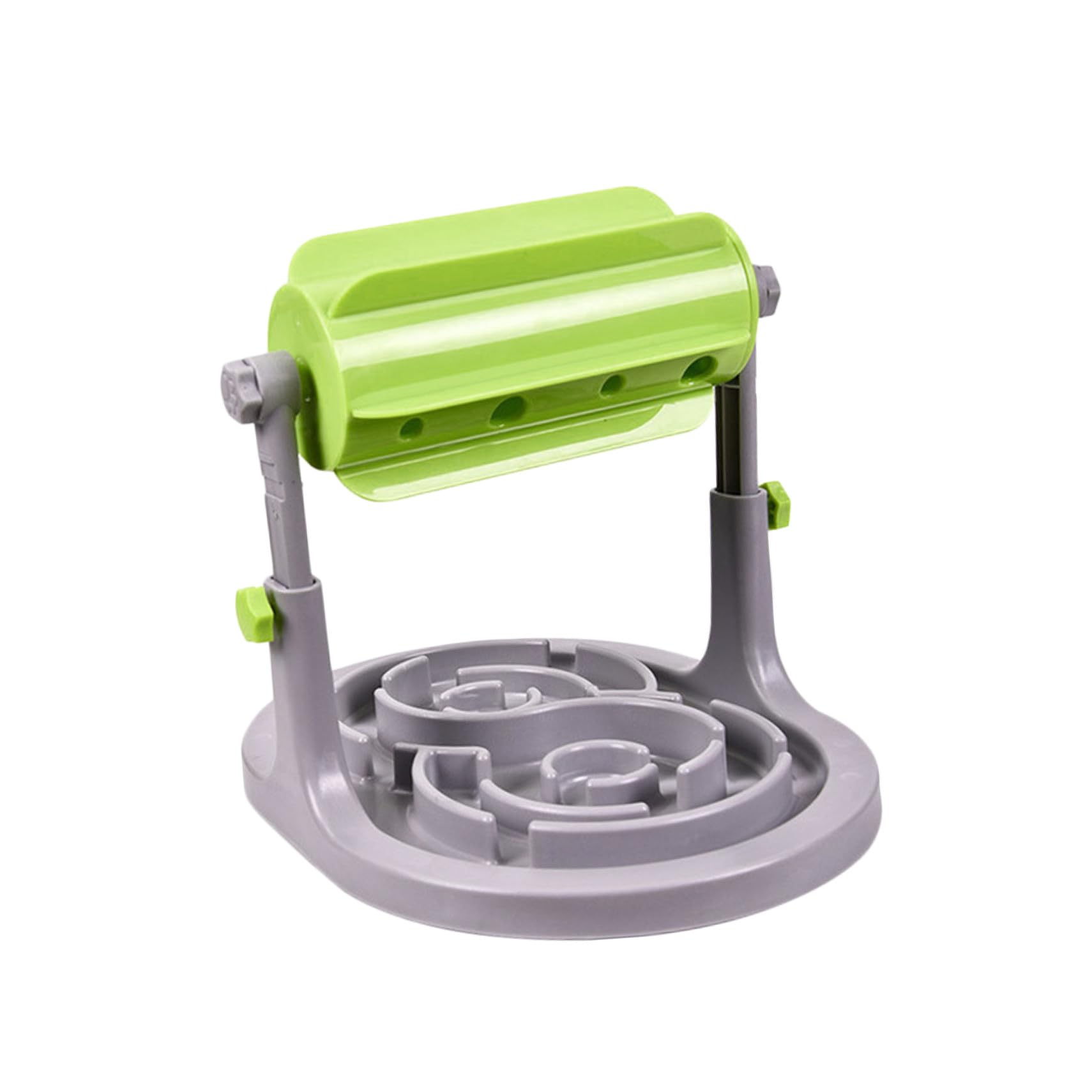 Trommelförmiger Slow Feeder aus Kunststoff in Grün Tropfsicher für Langsames Fressen und Längeres Spielvergnügen für Hunde und Haustiere