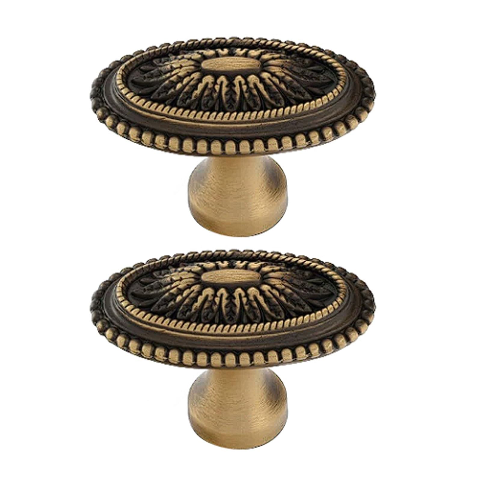 Chenhoju Bronze Retro Oval Brass Cabinet Knobs Single Hole Ideal For Dressers, Wardrobes, Shoe Cabinets, And Furniture Hardware Cabinet Pulls(Bronze)