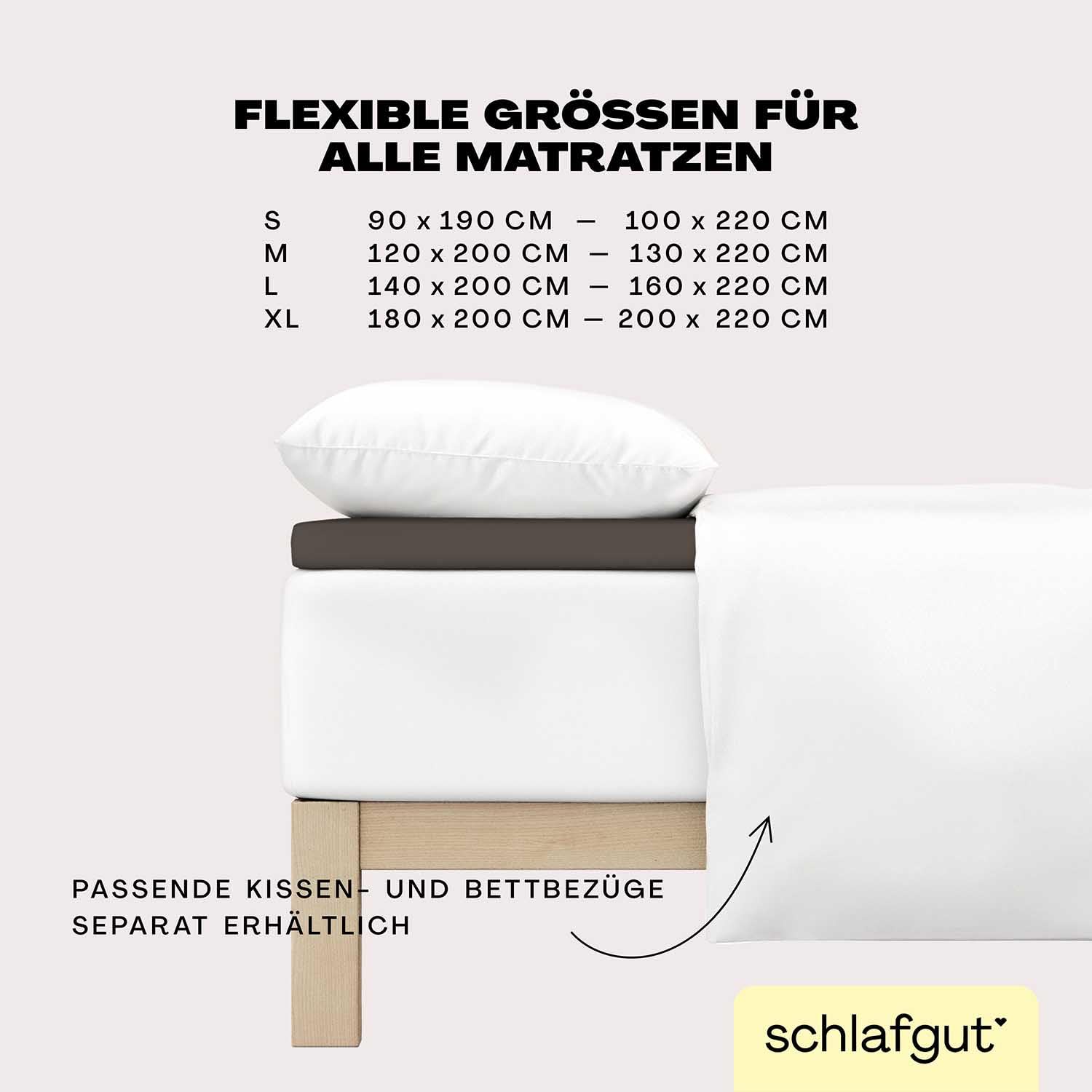 Schlafgut Easy Jersey Elasthan Topper Spannbettlaken 180x200 bis 200x220 Sand Deep, Spannbetttuch aus superweicher Baumwolle mit Elasthan