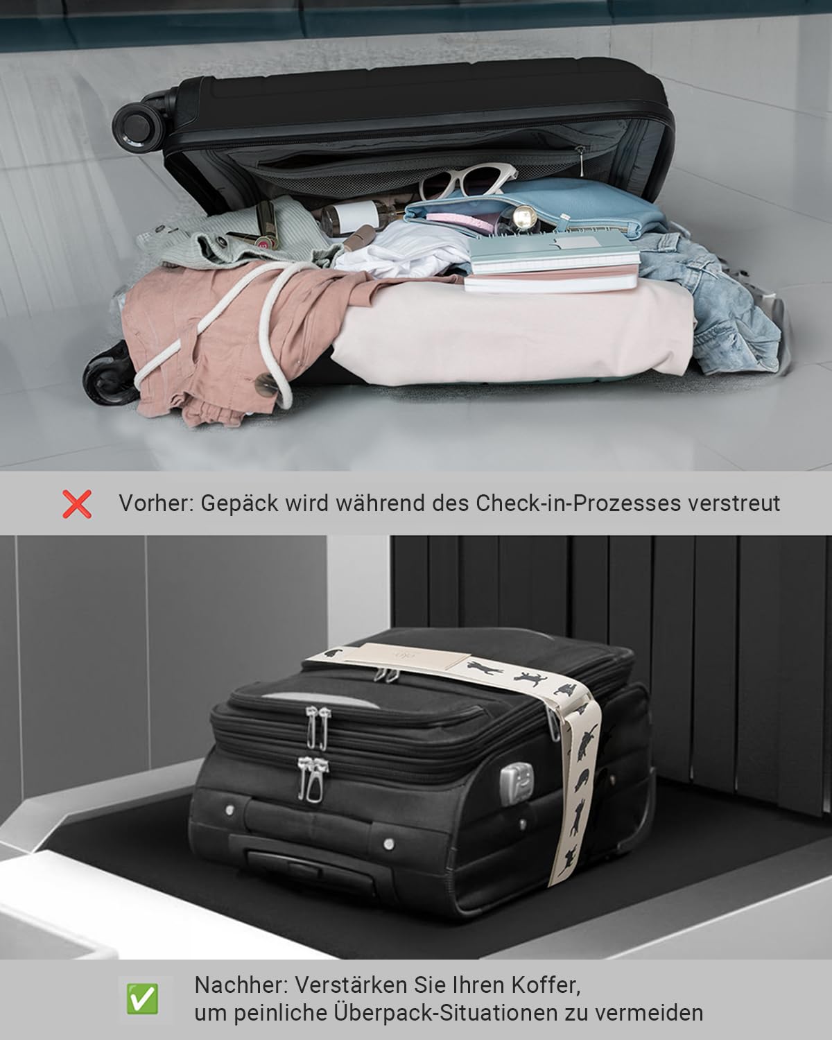 Cinghie Per Bagagli Ekax – Design Vivace Morì Girl – Elastiche E Regolabili Per Valigie Da 20-30 Pollici - 3