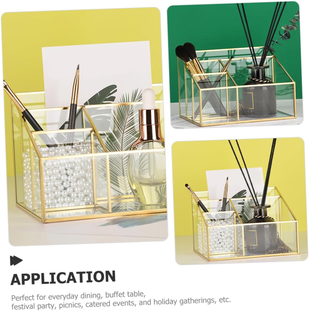 Makeup Organizer Frame Glass Cosmetic Display Case for Skincare Makeup Brushes Lipsticks and Eyeliners Stylish Storage for Bedroom Office and Vanity