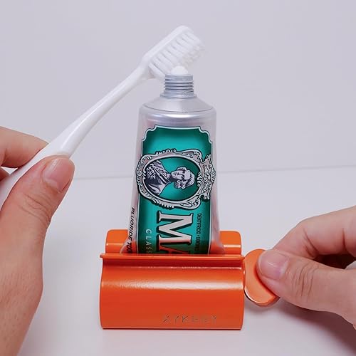 Miniatura 10 de XYKEEY Juego de 2 rodillos exprimidores de pasta de dientes, soporte de asiento de tubo de pasta de dientes de metal (acero inoxidable)