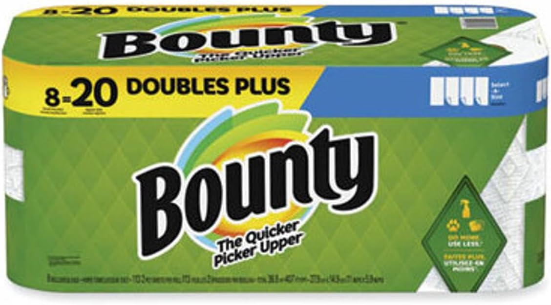 Bounty Select-A-Size Paper Towels, White, 8 Double Plus Rolls = 20 Regular Rolls