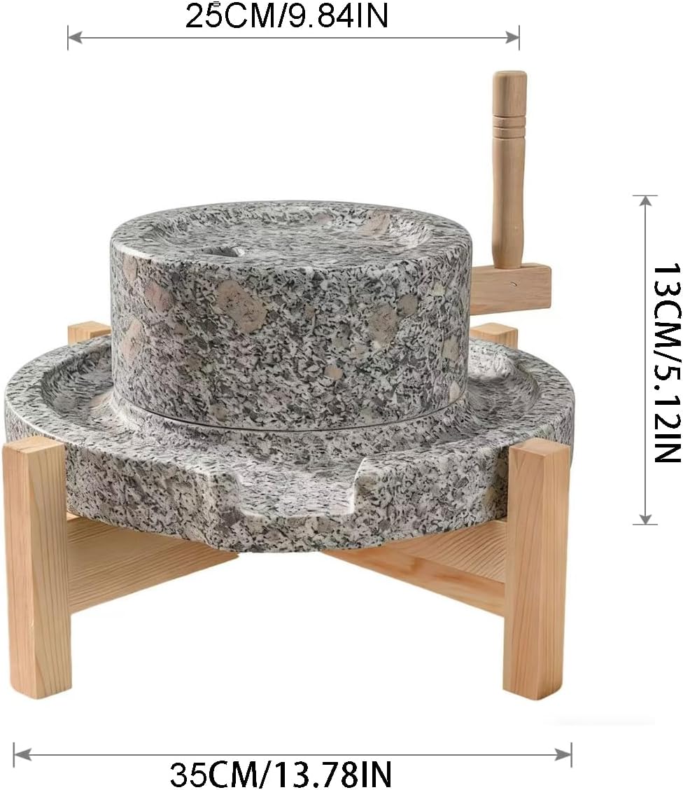 Natural Granite Stone Grain Mill,Household Hand Crank Stone Mill Grinder For Soy Milk, Flour, Corn Juice,Traditional Manual Grinding Tool
