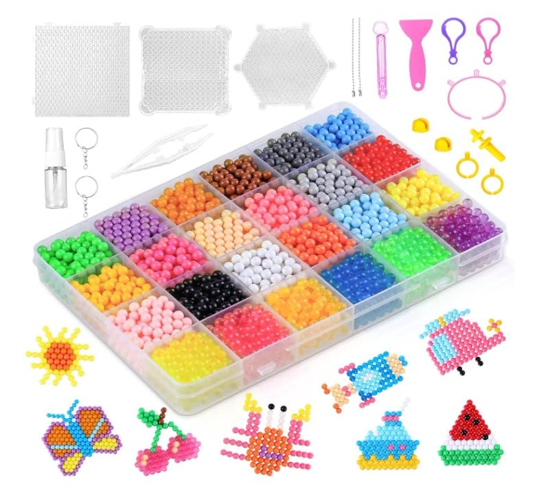 Water Fuse Beads, 24 Colors Water Spray Beads Set, 4800pcs Non Toxic Magic Beads, DIY Refill Compatible Water Sticky Beads Frozen for Hand Making Puzzle Educational Toys Gift (FuseBeads)