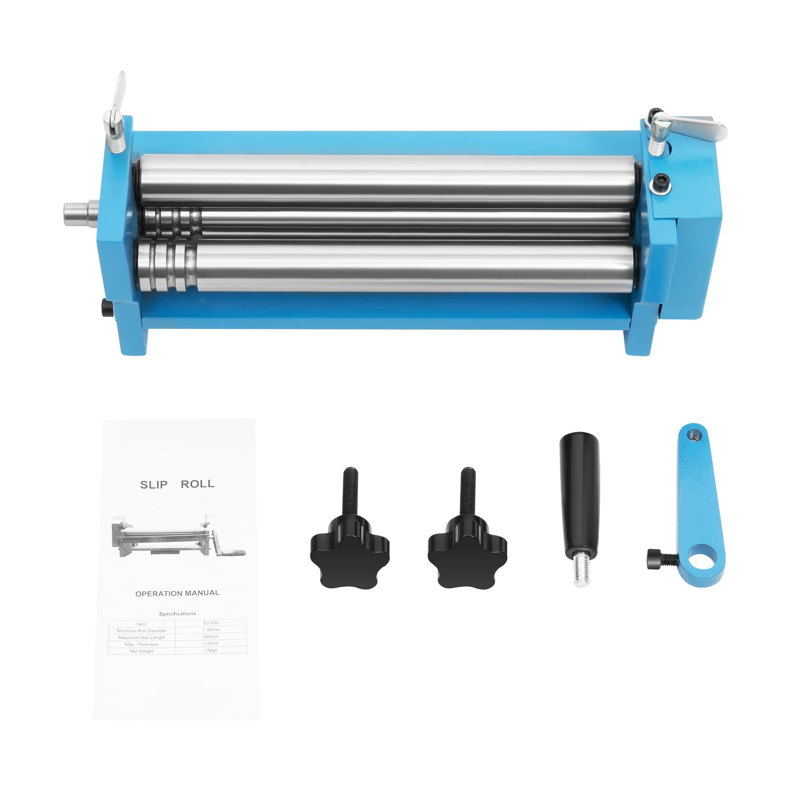 Máquina dobladora redonda de 3 rodillos, dobladora manual, para piezas de trabajo de hasta 300 mm y 2 mm, chapas de acero laminadas, láminas de cobre, láminas de aluminio