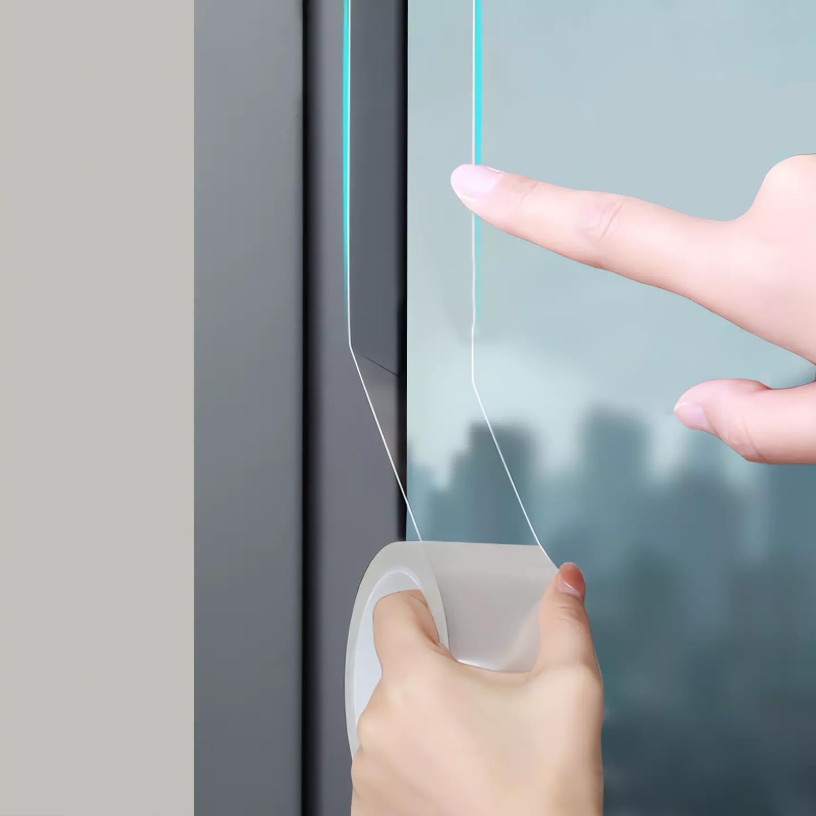 Transparent Window Weather Sealing Tape, 2 Inch x 16 FT, Weather Stripping Residue-Free Clear Window Insulation Tape for Doors Windows and Shower