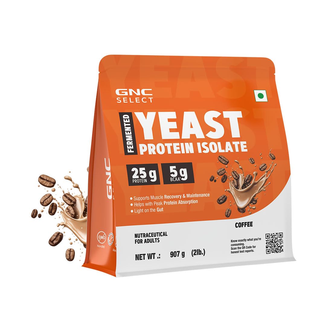 GNC Select Yeast Protein | 25g Protein, 5g BCAAs | Fermentation-Grown | Added Protease | Non-Dairy, 100% Veg, No Added Sugar | Digestive Support | Coffee, 2lbs-image-10