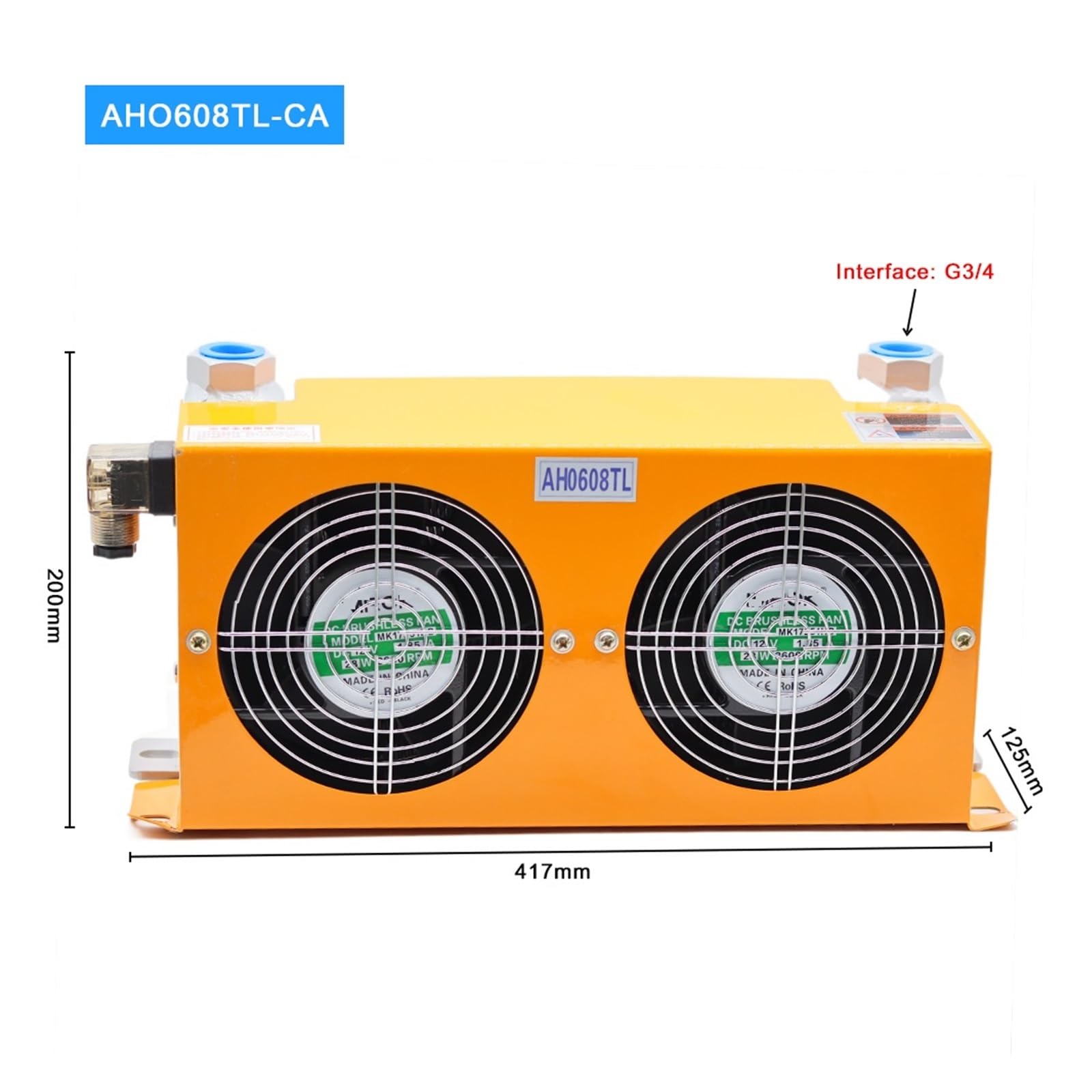 Enfriador de aceite hidráulico doble de las fans 60L/MIN AH0608TL-CA for el cambiador de calor industrial del aire de la máquina del CNC Uso versátil(AC110)