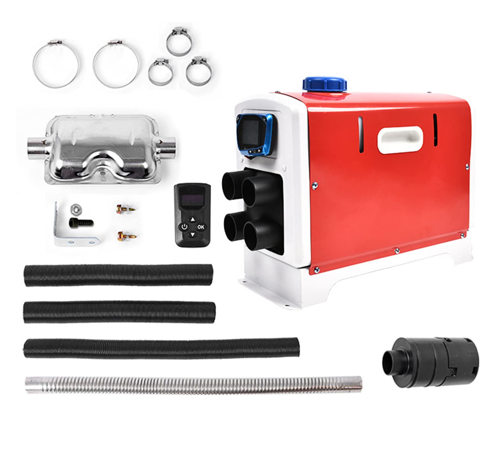 Nagrzewnica powietrza Diesel 24 V, wielofunkcyjna, nocna, 8 kW, z pilotem zdalnego sterowania, termostatem LCD, monitorem do samochodów ciężarowych, łodzi i autobusów - 8 kW - 24 V