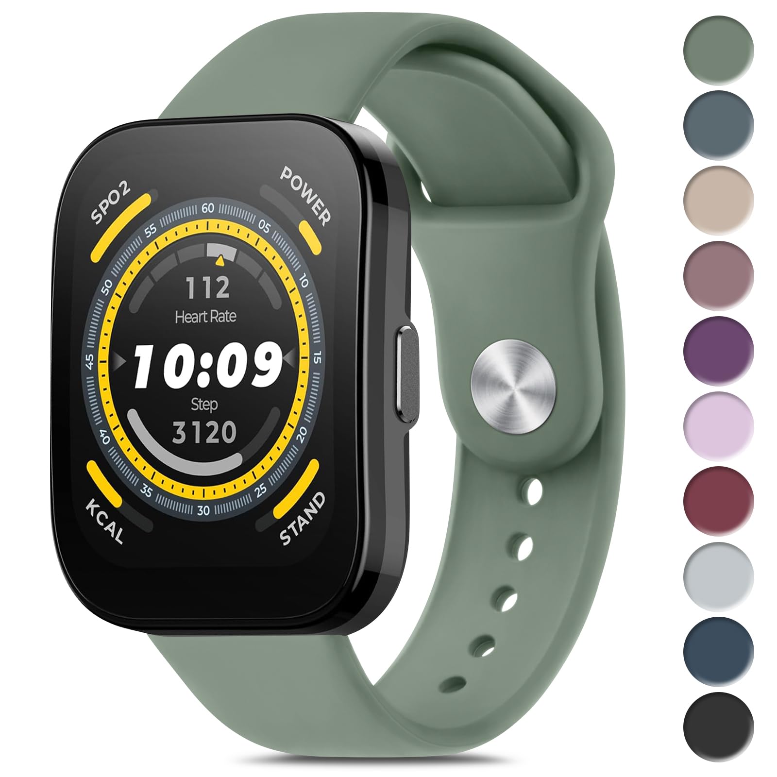 YLK 22mm Correa para Amazfit Bip 5/Amazfit Blance/Amazfit GTR 2/GTR 3/GTR 4, Pulseras de Silicona para Amazfit Bip 5/Amazfit Blance (22mm, Verde Oliva)