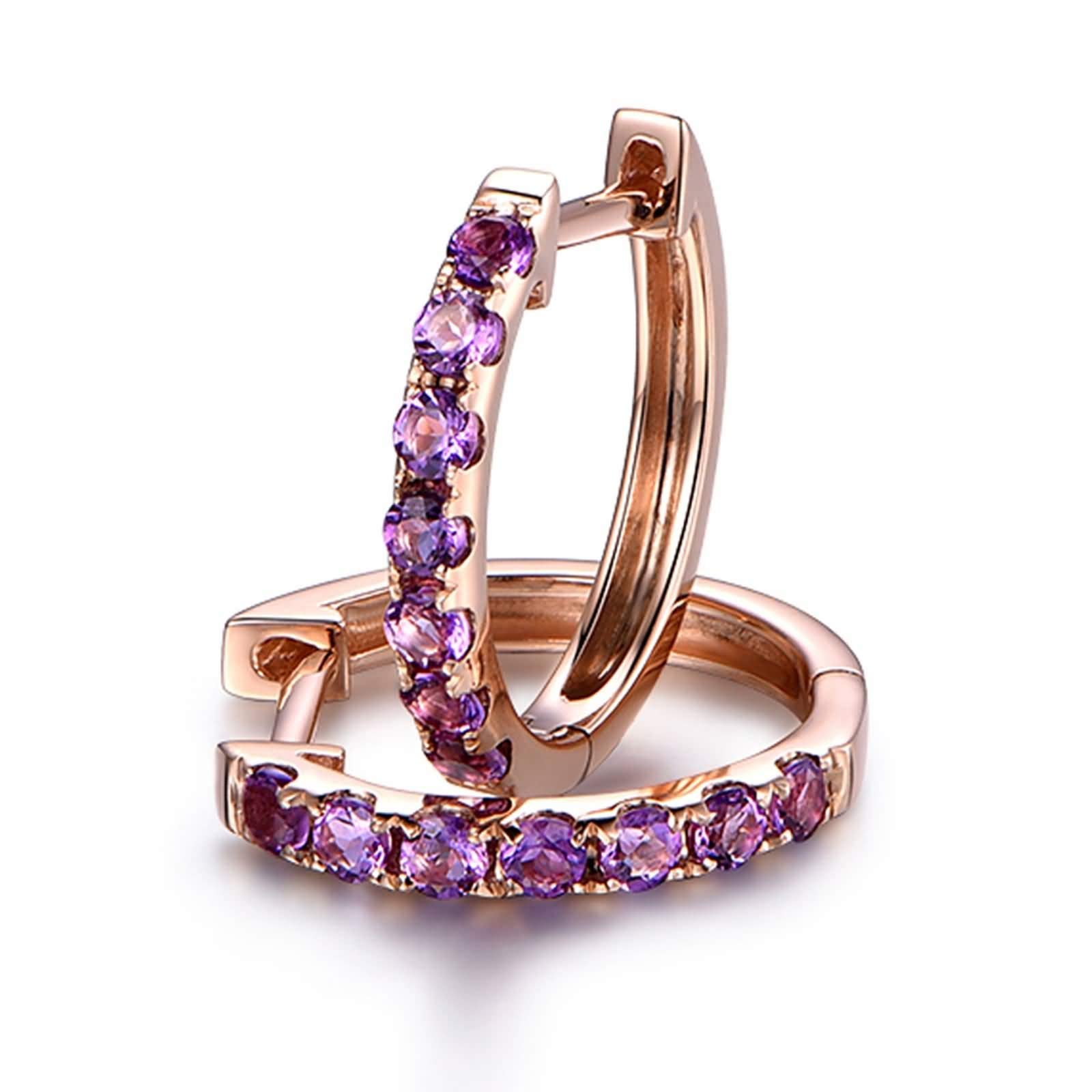 Daesar Damen Creolen Ohrringe 18K Gold 750 Rund Edelstein 0.45ct Rosegold Weißgold Ohrringe Hochzeit Vintage