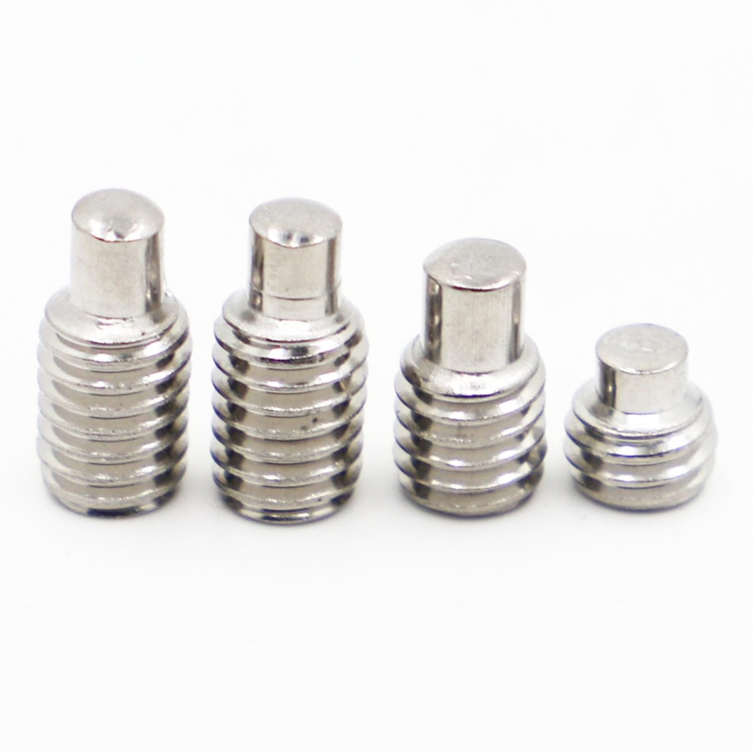 Tornillo autorroscante M3, M4, M5, M6, M8 304, terminal de acero inoxidable, extremo convexo, juego de enchufes hexagonales con punta de perro GB97 DIN915 (25 mm, M4, 20 piezas)