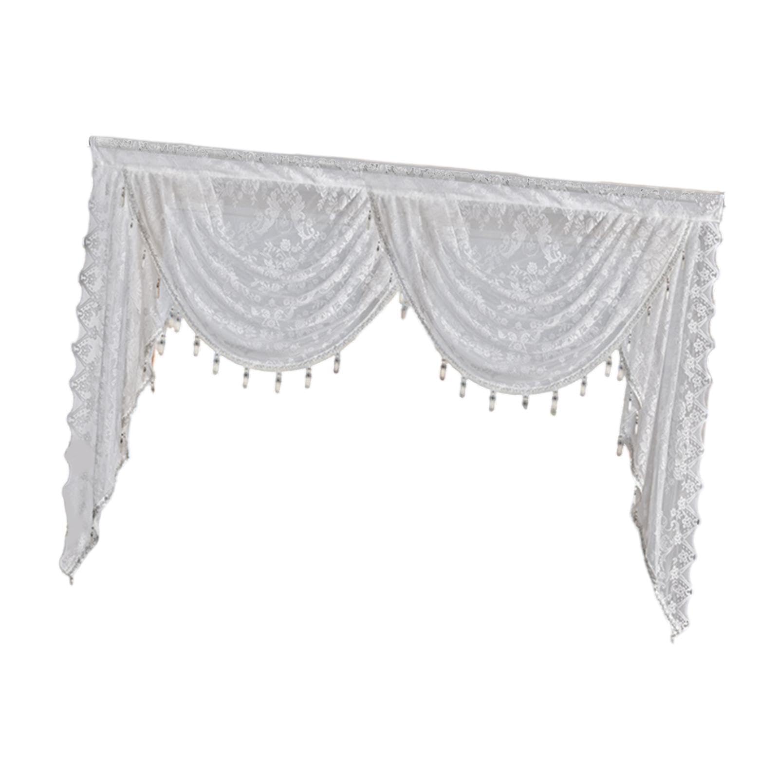 Baoblaze Mantovana a cascata design vintage design romantico traspirante elegante con nappe per tallone swag mantovana per il seminterrato del soggiorno, Larghezza 150 Cm
