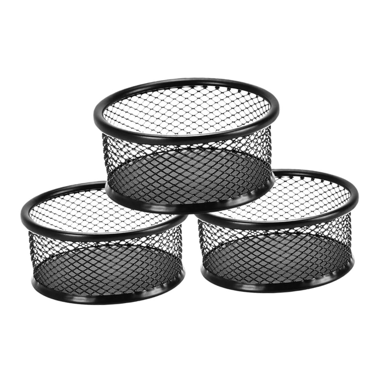 Cabilock 3pcs Mesh Paper Clip Holders Desk Wire Mesh Organizer Black Office Supplies