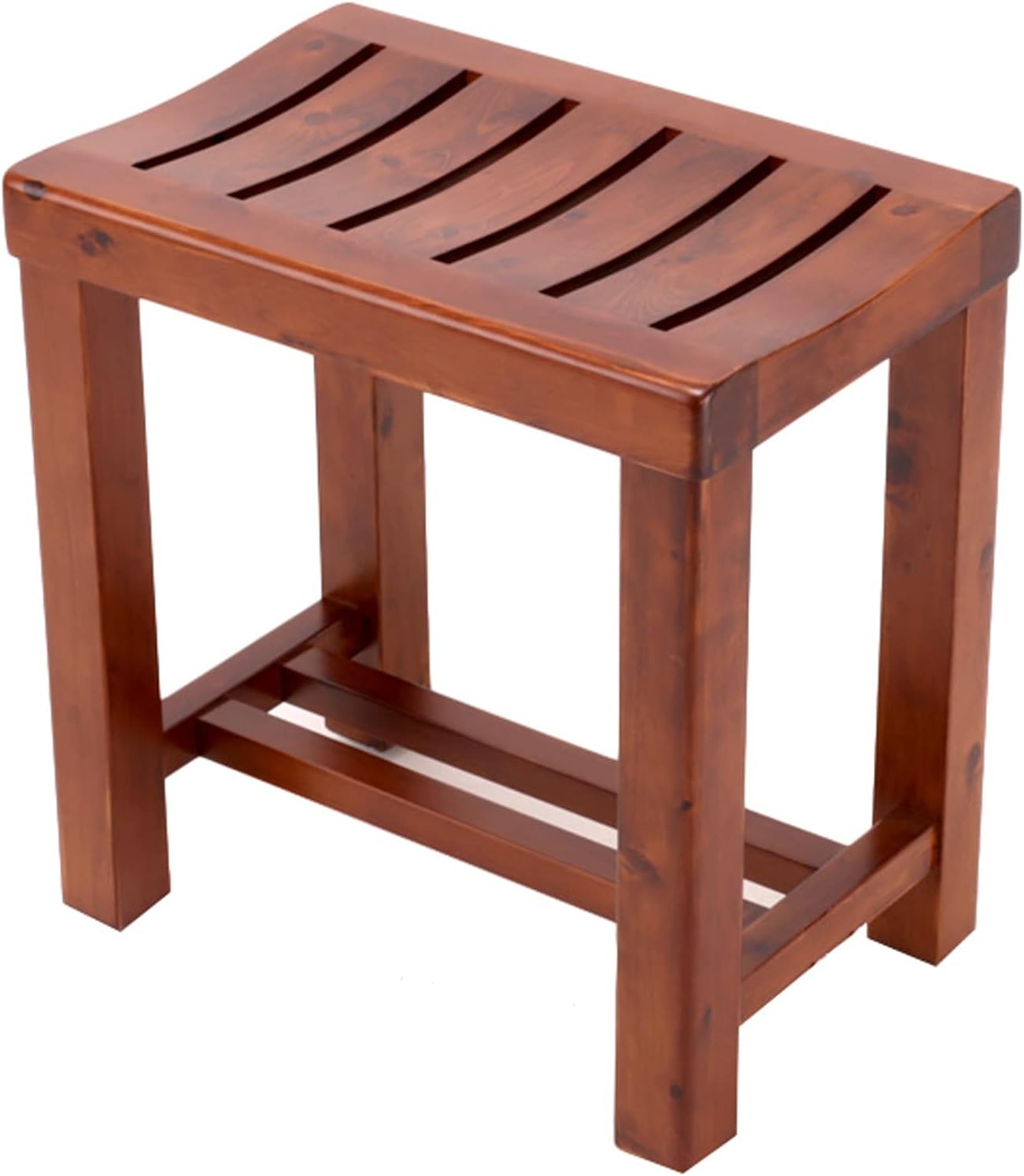 Bathroom Spa Shower Bench - 100% Natural Wood Bathing Seat Shower Stool Storage Shelf Step Stool Anti Slip Safty Heavy Duty Max. 250kg