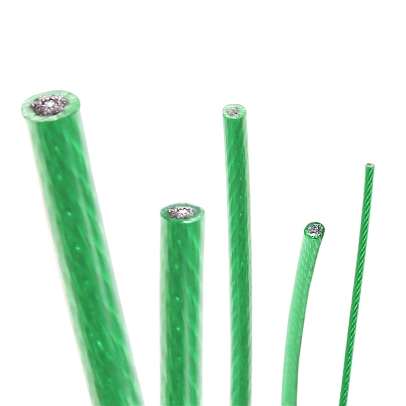 Alambre De Acero Plastificado Cable metálico de acero inoxidable 304 recubierto PVC verde, 2,0 mm diámetro tras el recubrimiento, cable flexible