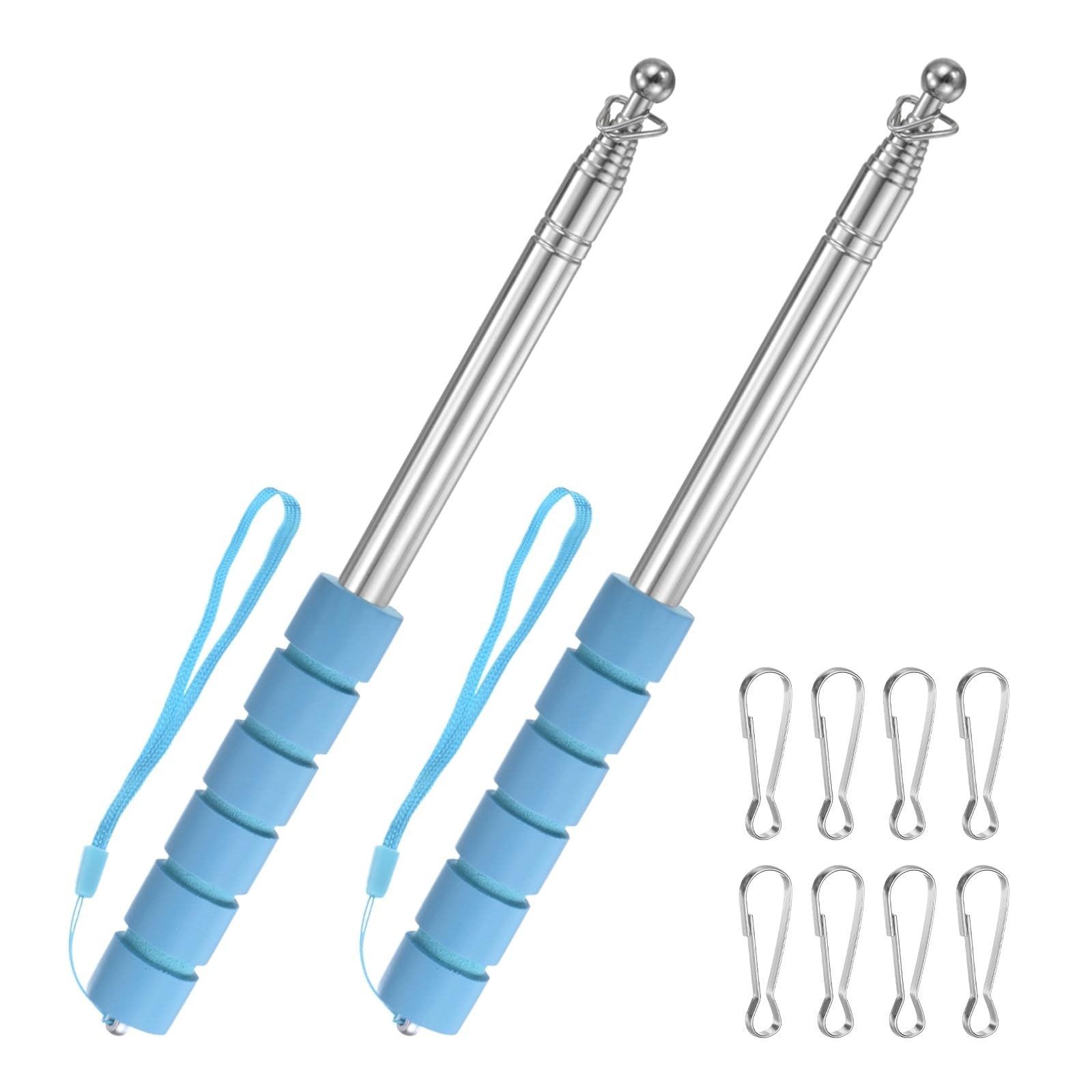 M METERXITY 2-Pack Telescopic Handheld Flagpoles 6.6ft/2m, Blue โ image 1