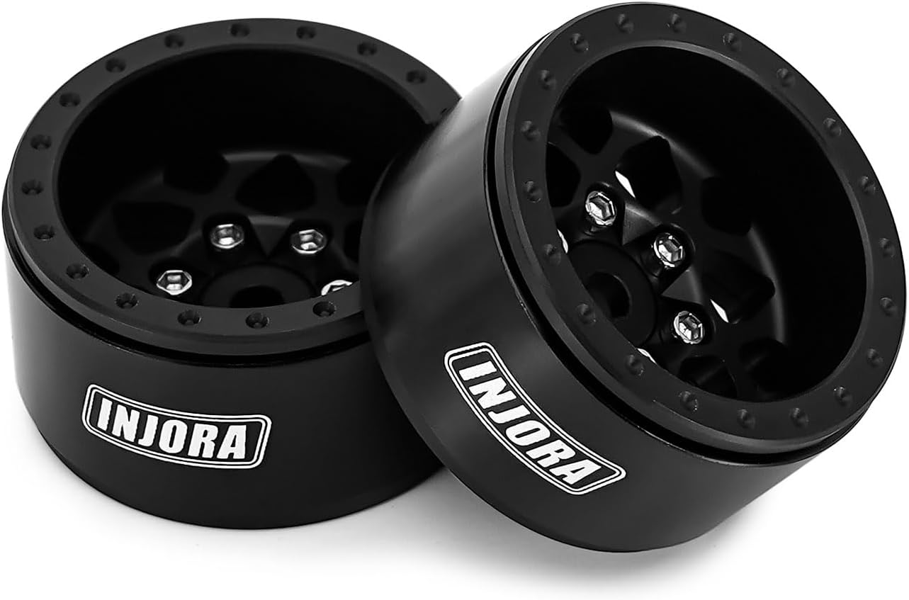 INJORA 1.0 Beadlock Wheel - Negative Offset -4.7mm Aluminum Rim for TRX4M Ascent18 SCX24 FCX24 1/24 1/18 RC Crawler Upgrade(W1013)