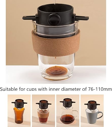 Miniatura 2 de Jopuzia - Filtro de café para verter sobre café, reutilizable, portátil, de acero inoxidable, 1  2 tazas de café, sin papel, con brazos plegables,