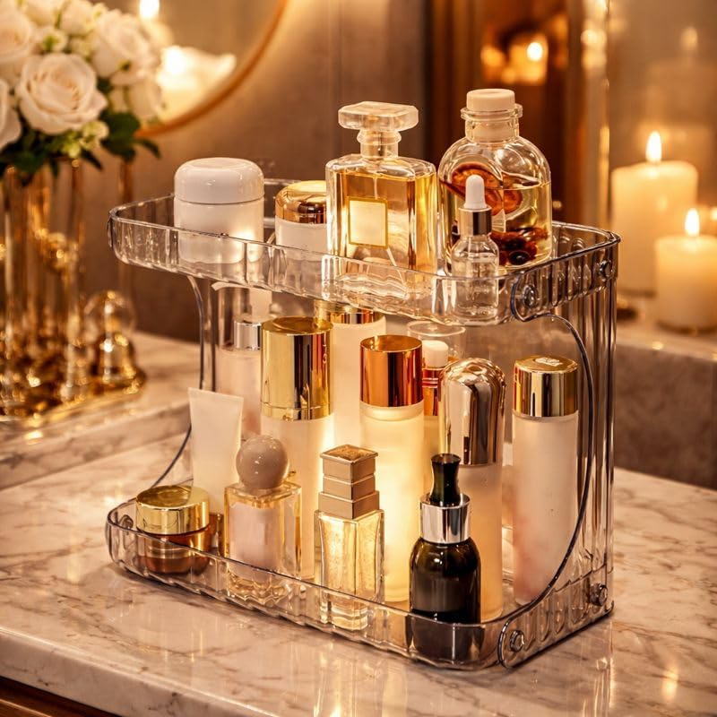 Organizador Acrílico 2 Andares Multiuso Maquiagem Cosméticos Make...