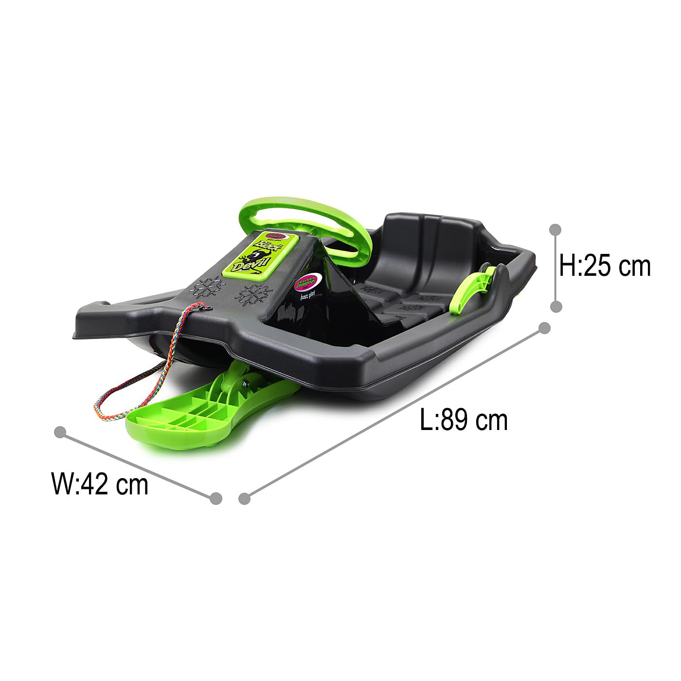 Snow Play Bob Black Devil Schlitten Lenkrad Bremse Handbremse ab 3 Jahren Schwarz