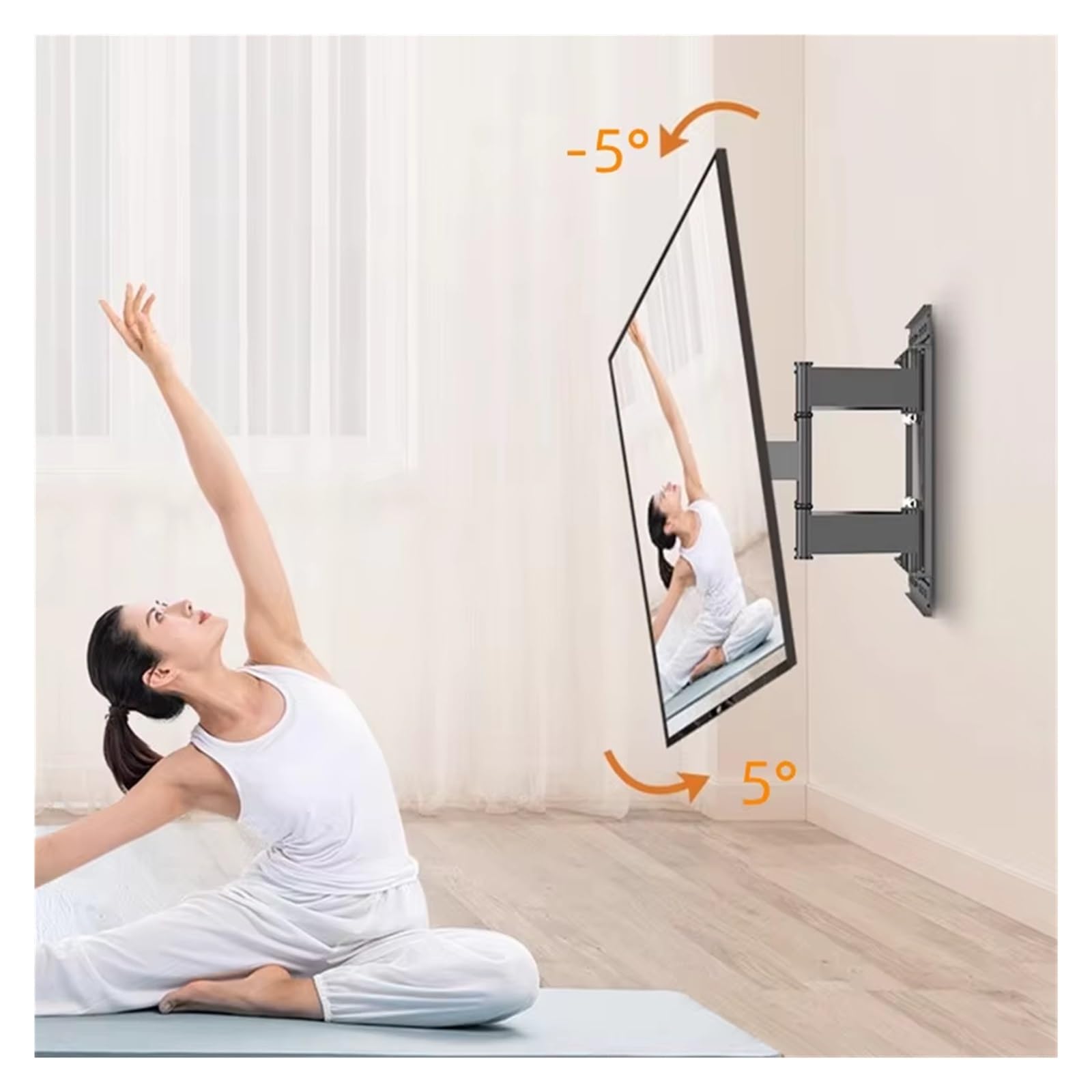 Supporto Da Parete Telescopico for TV A Movimento Completo for Piatto/curvo Da 32-65 Pollici, | Bracci articolati estensibili larghi, VESA 400x400mm
