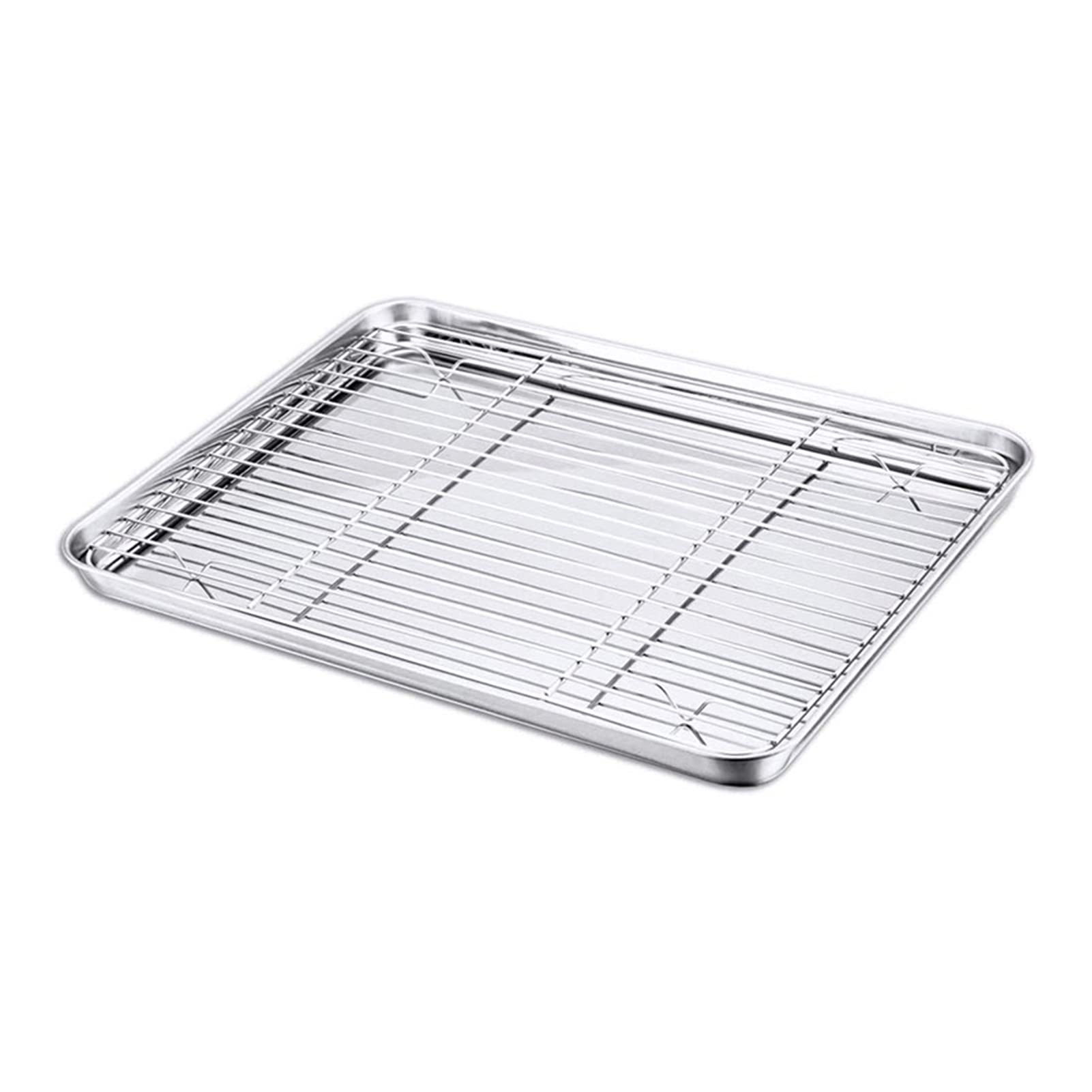 Bandeja para Hornear y Rejilla de enfriamiento de Acero Inoxidable: no tóxica, antioxidante y fácil de Limpiar. Ideal para Hornear de Forma Saludable. Tamaño: 40 x 30 x 2,5 cm.