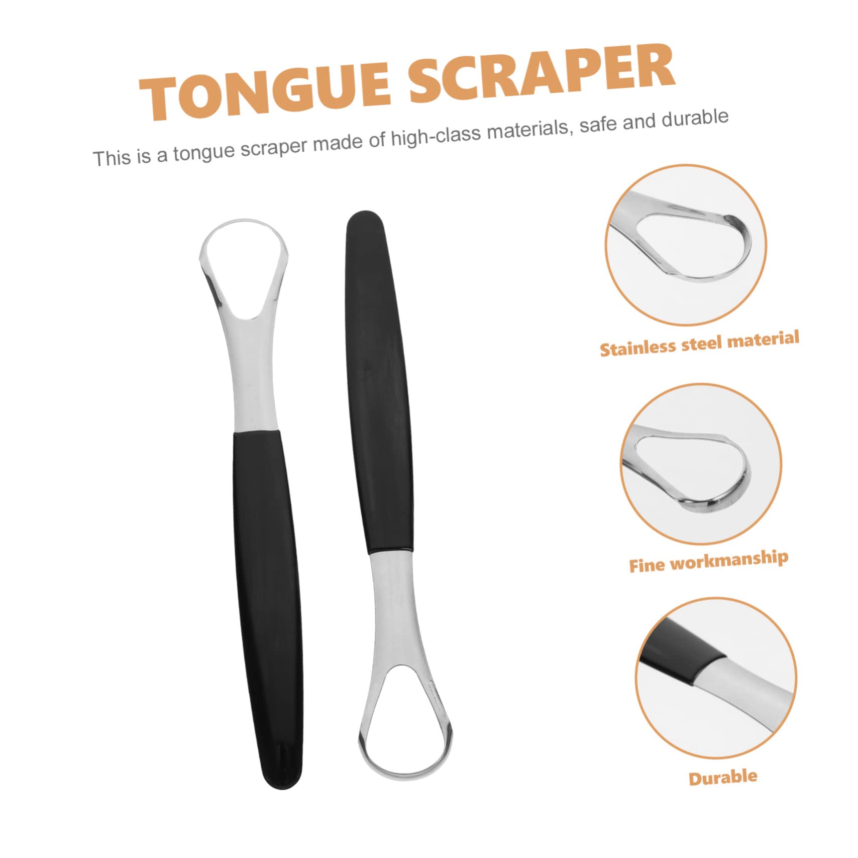 FOYTOKI 3 Pack Brush Portable Oral Stainless Steel Scrapper for Adults Freshen Breath