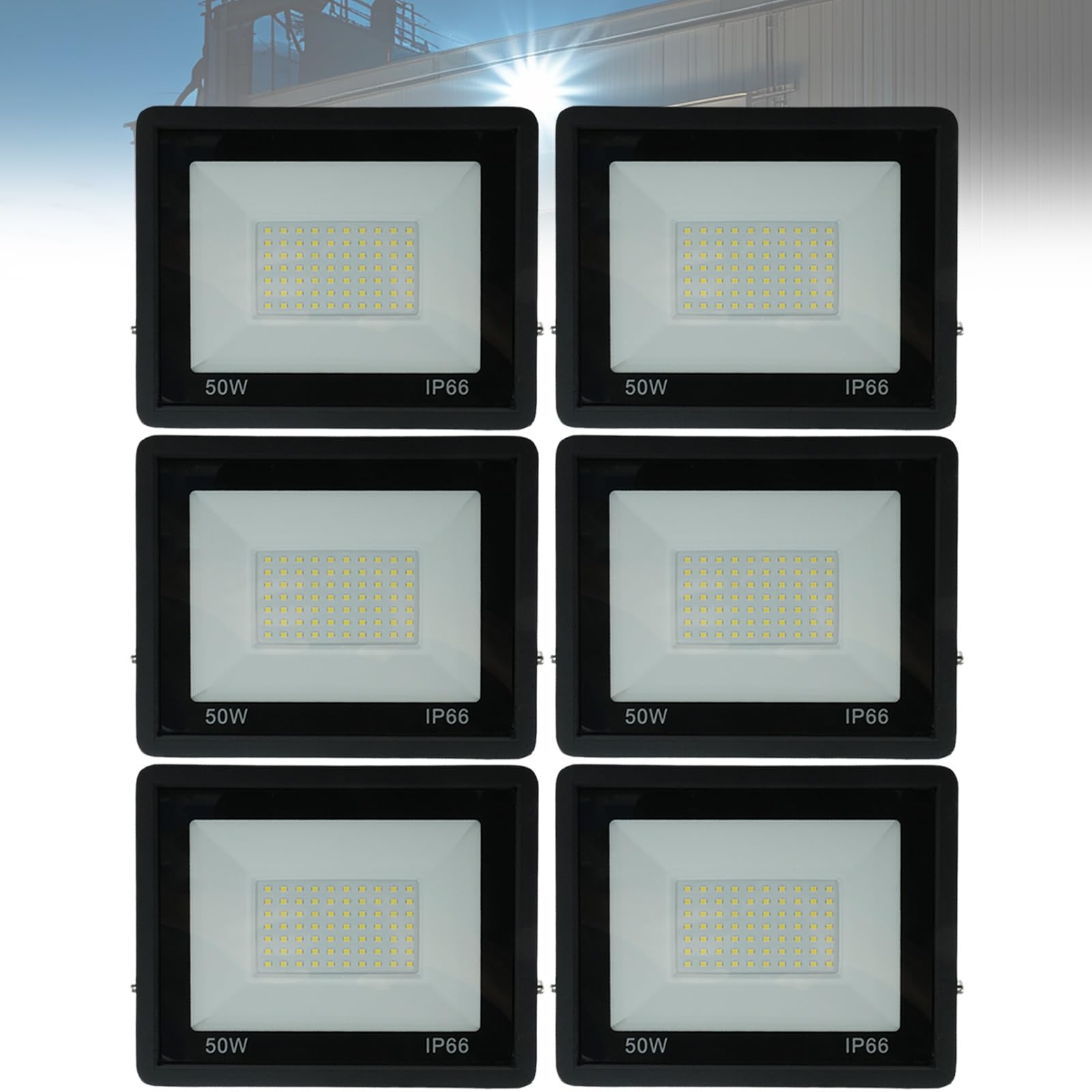 Projecteur d'extérieur 100 W ultra-lumineux anti-obscurité pour grande cour (6pcs)