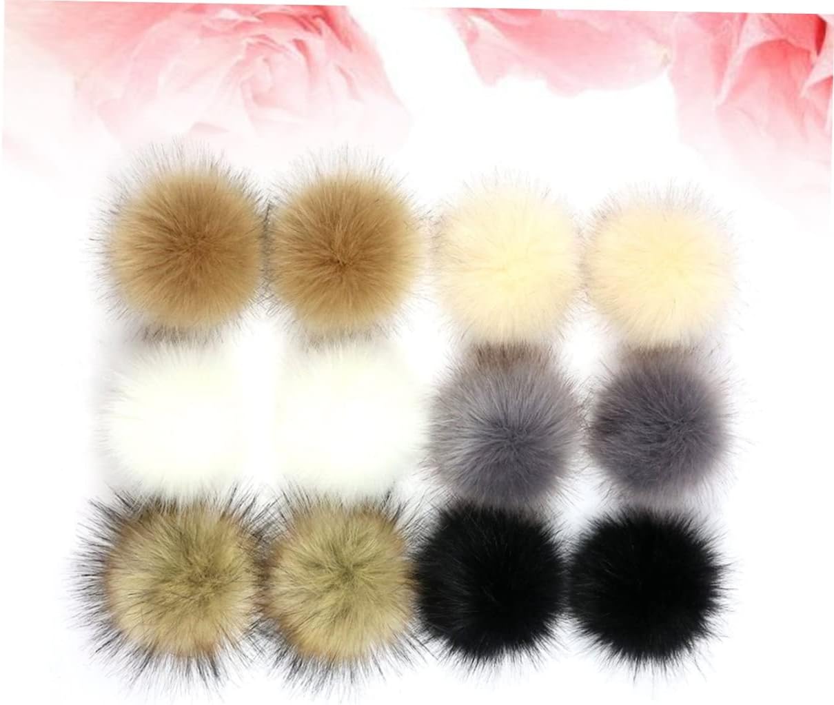 MAGICLULU 12Pcs Faux Fur Pompom Balls with Concealed Button for Bag Charms Scarves Hats Shoes and Accessories Fluffy Soft and Washable