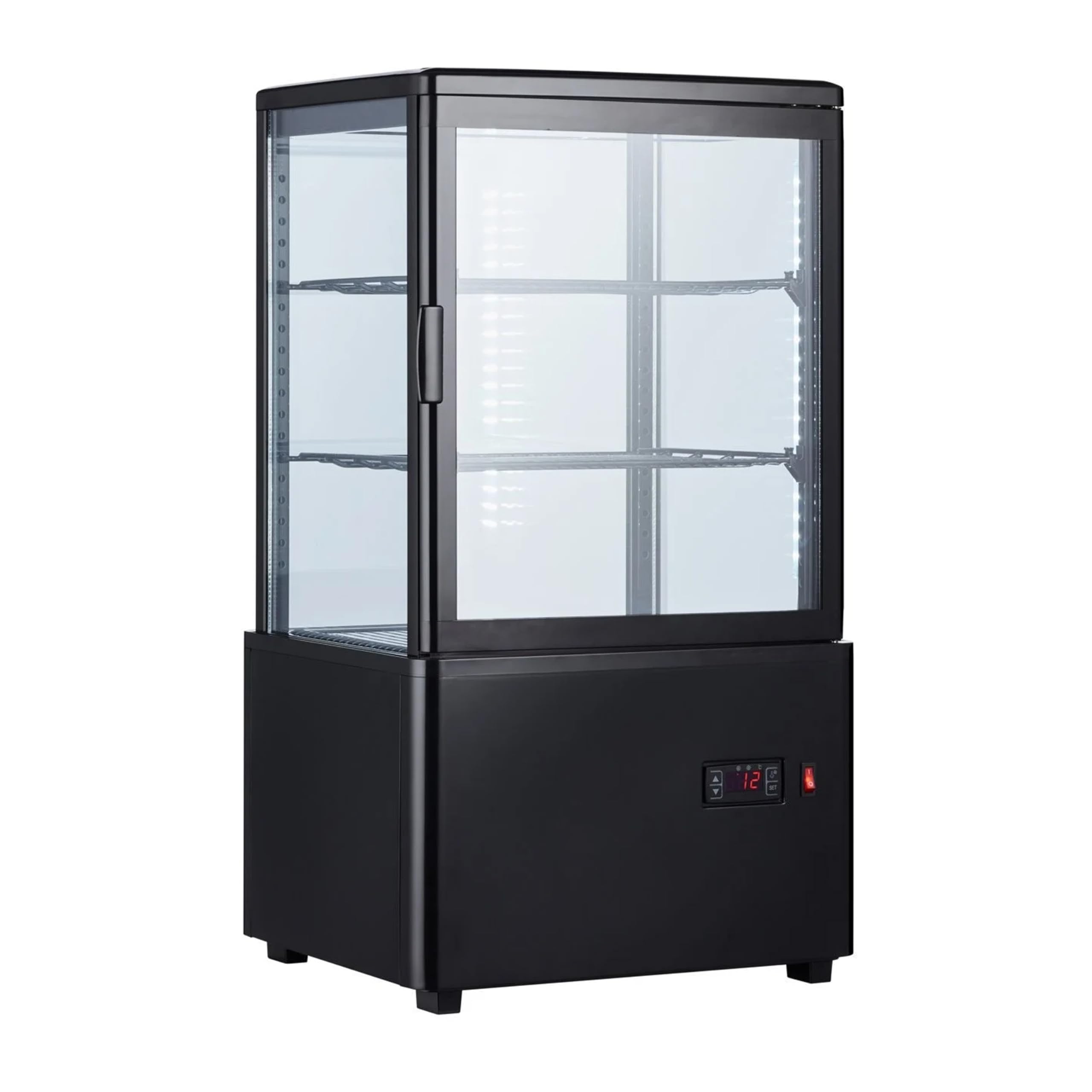Ristoattrezzature Frigo Vetrina Bibite e Pasticceria 58 lt - 4 Lati in Vetro - Nera - +2/+10 °C - 44,7x40x81,9h cm