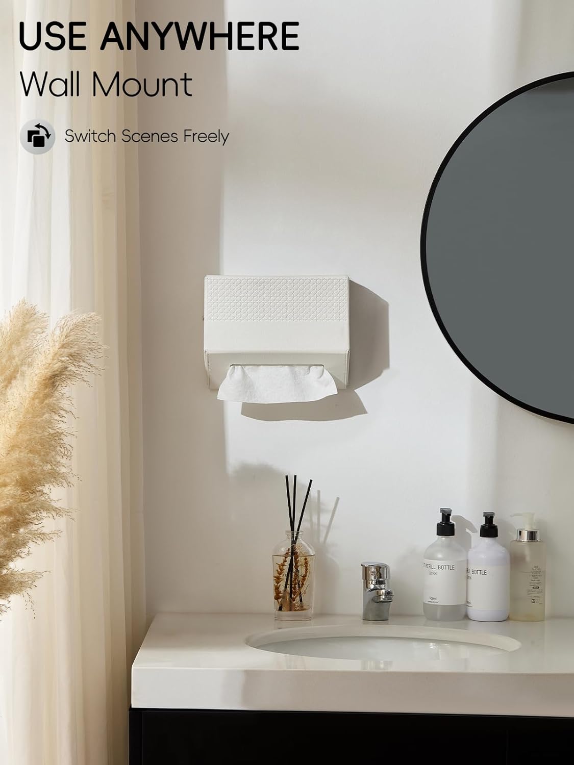 Hand Towel Box Cover, No Drill Installation & Damage-Free Adhesive Backing for Wall Mounted, Streamlined Appearance for Kleenex Paper Hand Towels-Polar Ice