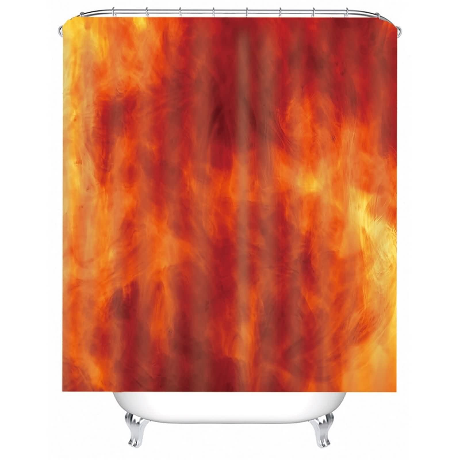 Duschvorhang 180x200, Bathroom Curtains Washable Orange Rot Brennendes Feuer Duschvorhang Polyester Bad Vorhang Badezimmer Deko