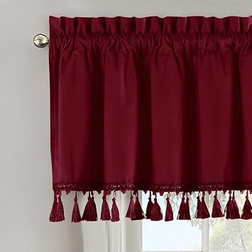 Royal Hotel Velvet Straight Valance, 1 Single Valance, Top Rod Pocket Heavyweight Velvet, Burgundy, 52 inches Wide by 19 inches Long Single
